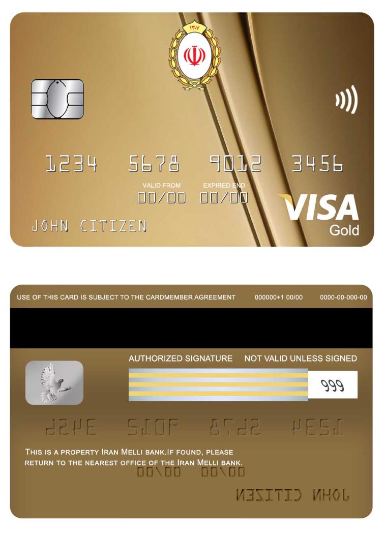 Iran Melli Bank visa gold card